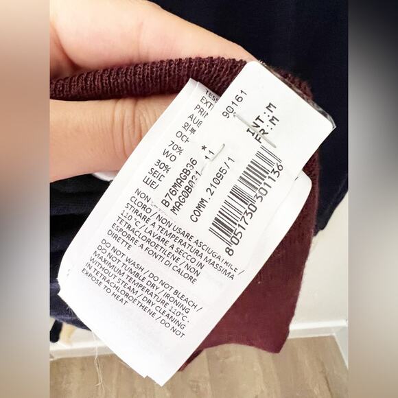 Eleventy Navy Colorblock Turtleneck Wool Cashmere Pullover Sweater Size M - Picture 4 of 8